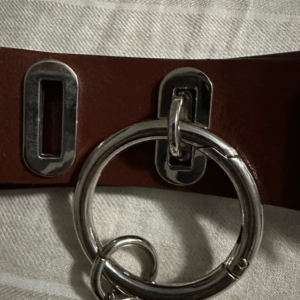 Brown Leather Belt with Silver Chain - Picture 3 of 4